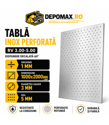 Tabla inox perforata AISI 304 RV 3.00-5.00, 1 x 1000 x 2000 mm, 2 mp